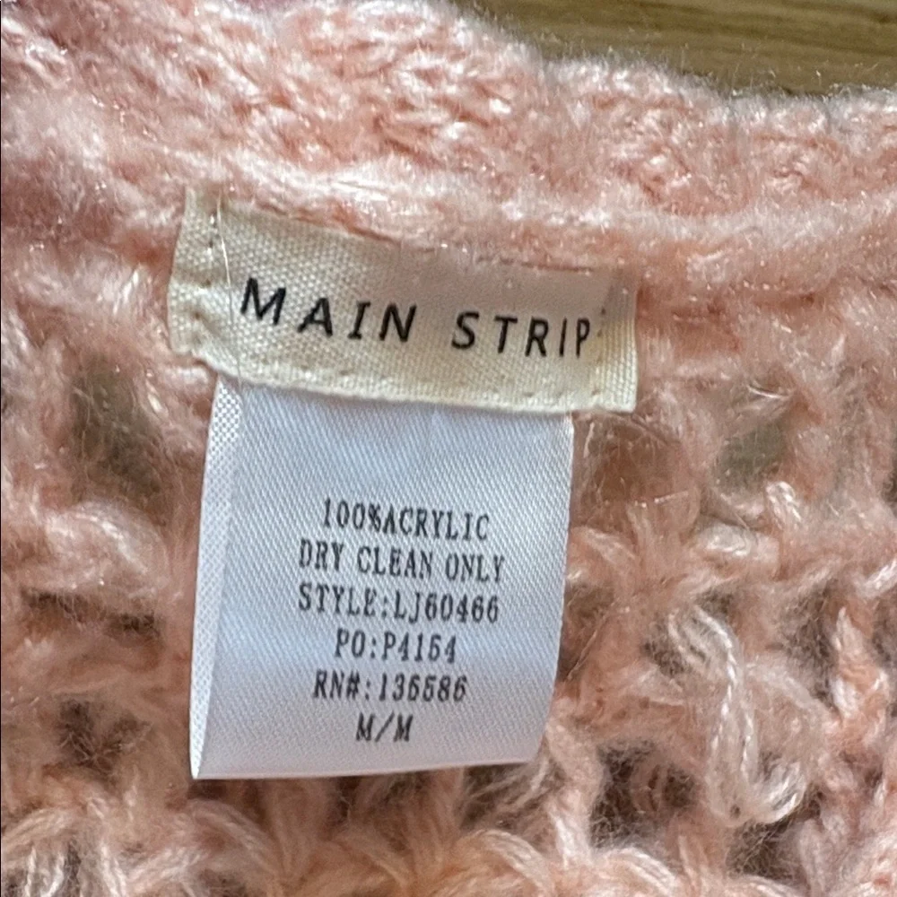 Main Strip Shaggy Lopped Knit & Sequin Pink Textured Cardigan Women’s M - Picture 2 of 13